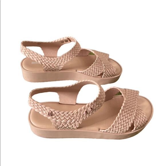 Melissa X Salinas Hotness Flatform Platforms Double Woven Strap Sandals - Picture 4 of 7